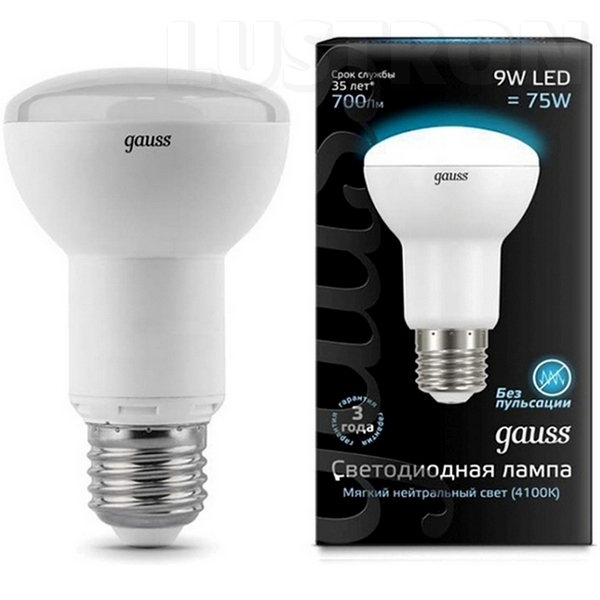 

Лампочка светодиодная груша E27 9W 4100K 700lm Gauss 106002209, 106002209