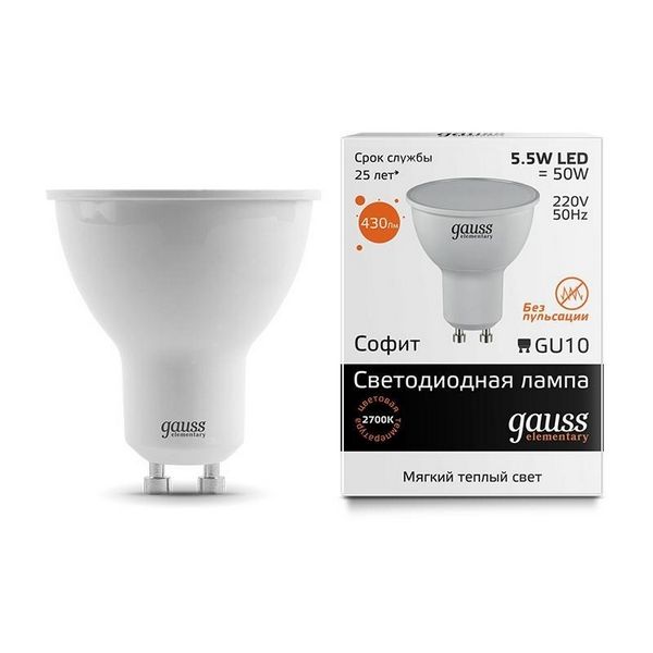 

Лампочка 5.5W 2700К Gauss Elementary 13616, Elementary 13616