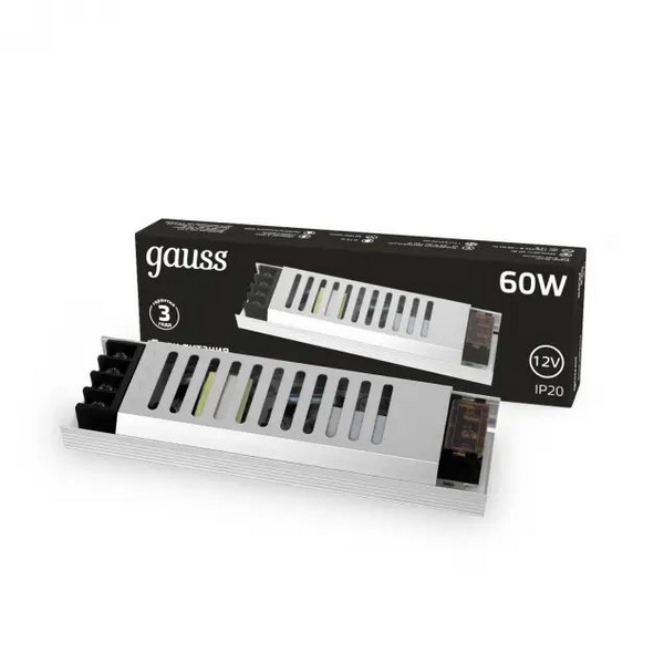 

Блок питания 60W 12V ультратонкий Gauss 202001060, 202001060