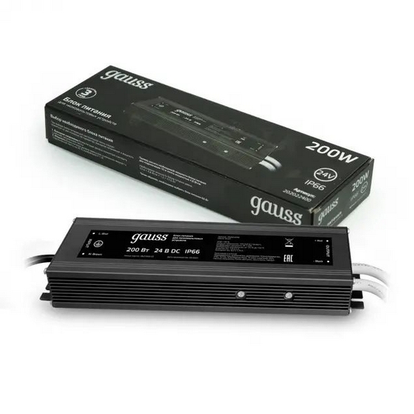 

Блок питания 200W 24V IP66 Gauss 202022400, 202022400