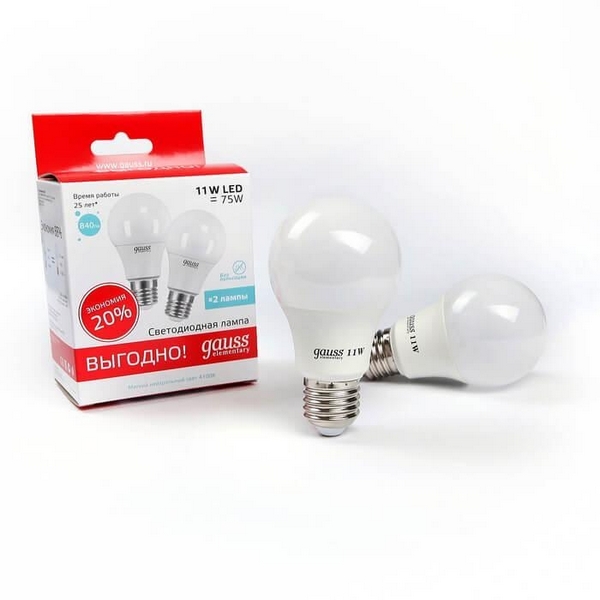 Изображение товара Светодиодная лампочка Gauss Elementary 23221P E27 11W 4100K 840 lm