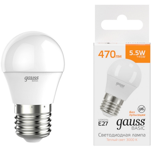 Изображение товара Лампочка светодиодная E27 5,5W Gauss 30532162