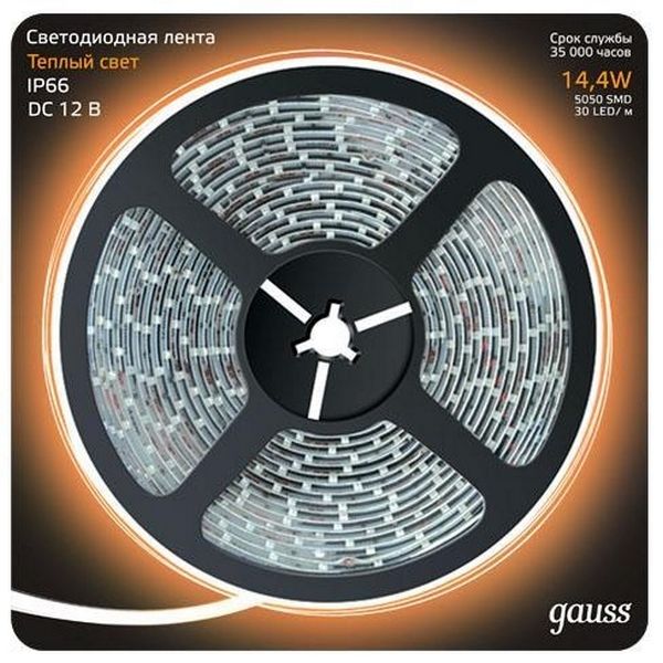 

Светодиодная лента влагозащищенная IP66 12V Gauss 311000114, 311000114