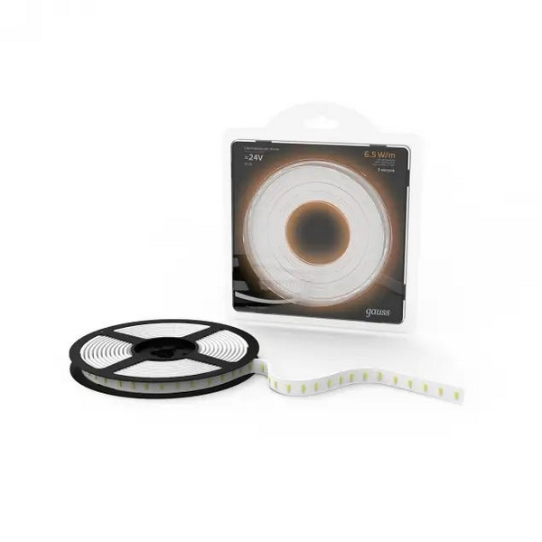 

Лента светодиодная 2835/120-SMD 6.5W 24V DC 600lm/m 3000K IP20 (блистер 5м) Gauss 312000165, 312000165