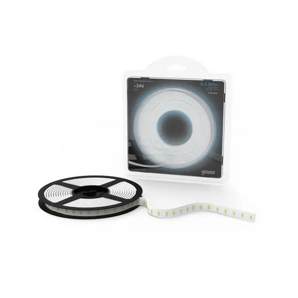 

Лента светодиодная 2835/120-SMD 6.5W 24V DC 600lm/m 5000K IP20 (блистер 5м) Gauss 312000265, 312000265