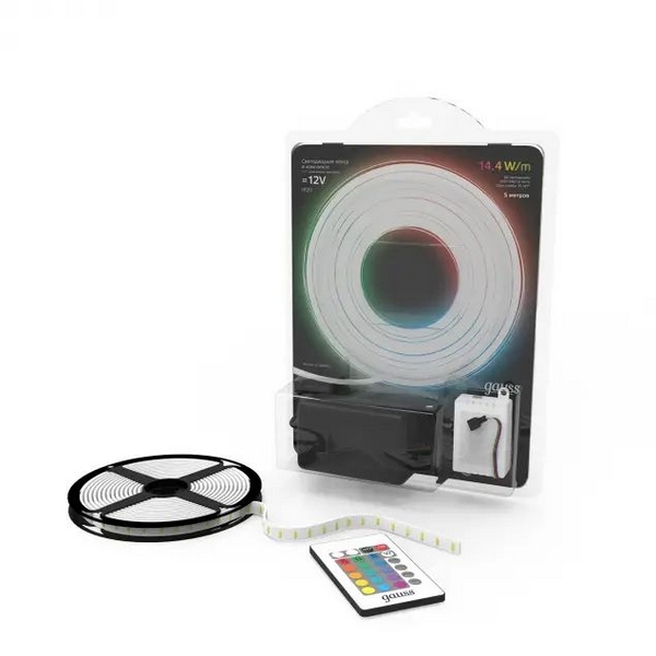 

Лента светодиодная комплект 5050/60-SMD 14,4W 12V DC RGB IP20 (блистер 5м) 312000415 Gauss, 312000415