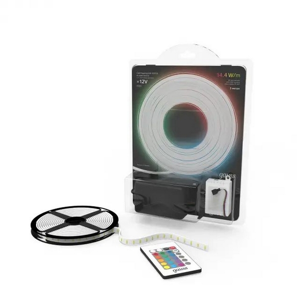 

Лента светодиодная комплект 5050/60-SMD 14,4W 12V DC RGB IP20 (блистер 3м) 312000444 Gauss, 312000444