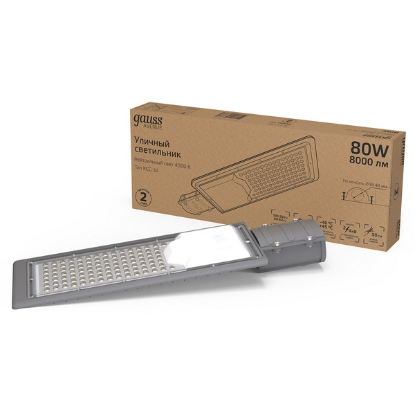 

Уличный консольный светильник светодиодный Gauss 629534280, Серый, 629534280