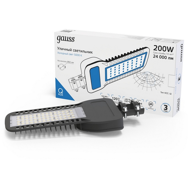 Изображение товара Уличный светильник Gauss 629535322 200W IP65, холодный свет 5000K