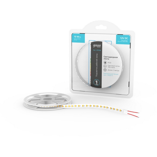 

Светодиодная лента 12В 3м Gauss BT038, BT038