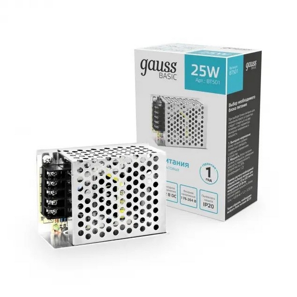 

Блок питания 12V 25W Gauss Basic BT501, Basic BT501