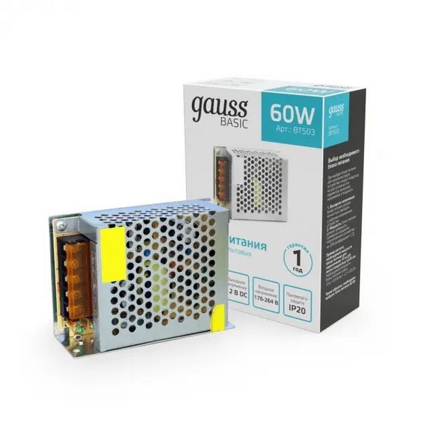 

Блок питания 12V 60W Gauss Basic BT503, Basic BT503