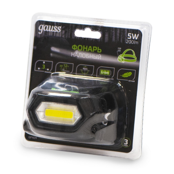 Изображение товара Налобный фонарь светодиодный аккумуляторный 5W Gauss GF409