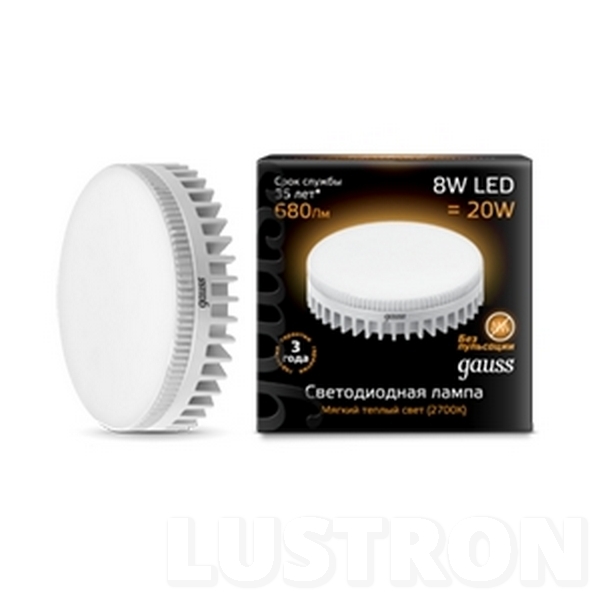 

Лампочка светодиодная таблетка GX53 8W 2700K 680lm LD108008108 (Gauss), LD108008108