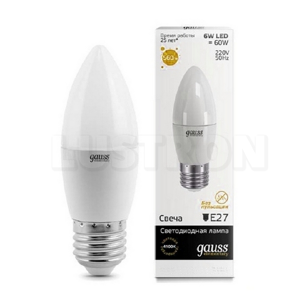 

Лампочка светодиодная E27 6W 2700K 540lm Gauss LD33216, LD33216