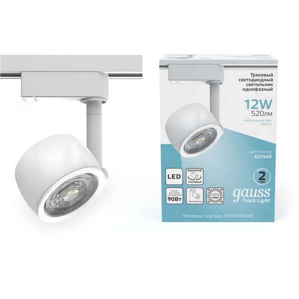 Изображение товара Трековый светильник Gauss TR054 Светодиодный 12W 4000K