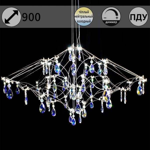 

Подвесная люстра светодиодная хрустальная с пультом ILLUMICO IL0606-900HX-57 Ether, Хром;прозрачный, IL0606-900HX-57 Ether