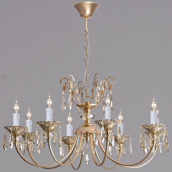 Изображение товара Подвесная люстра ILLUMICO IL5233-8PLS-25 ELITE классический стиль с хрусталем и золотым покрытием