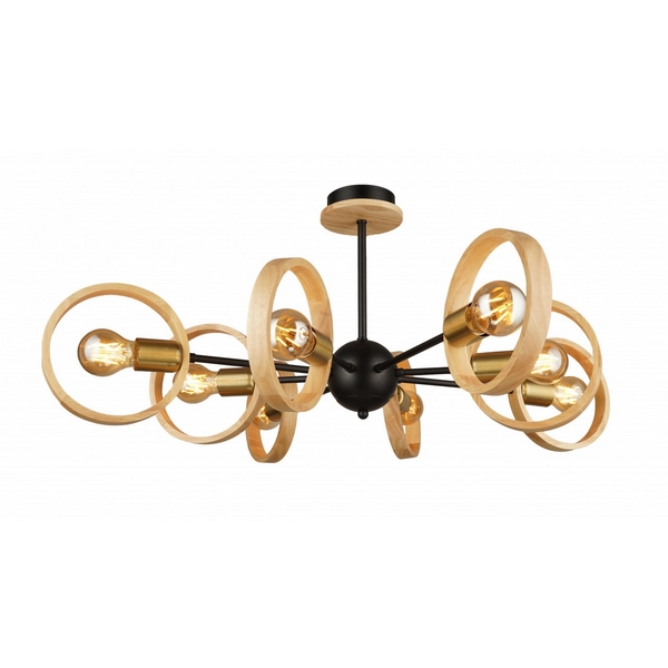 

Потолочная люстра Imex MD.4465-8-S-BK+WOOD, Древесный, MD.4465-8-S-BK+WOOD