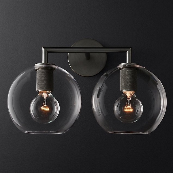 

Бра Rh Utilitaire Globe Shade Double Sconce Black ImperiumLoft 44,54 (123272-22), Черный, 44.54