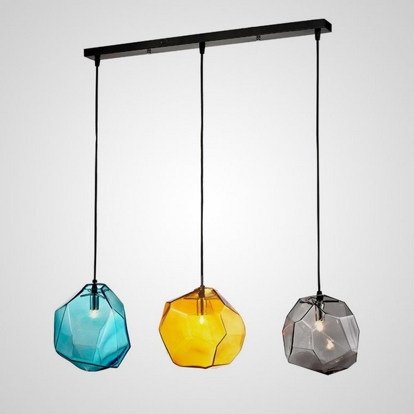 

Подвесной светильник Color Ice Cube Pendant JEVIO 3 На планке (ImperiumLoft), Разноцветный, JEVIO01