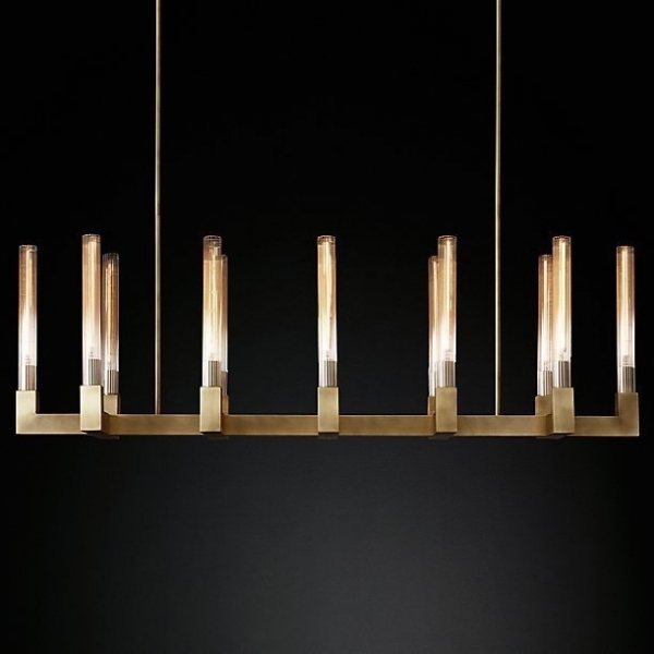 

Подвесная люстра Rh Canelle Linear Chandelier 12 Modern Brass ImperiumLoft 40,1549 (84598-22), Латунь, 40.1549