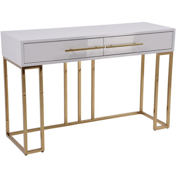 

Стол-консоль IST-CASA Альма МС9005-120W, 120х40х78 см, белый глянцевый, Золото, МС9005-120W.casa
