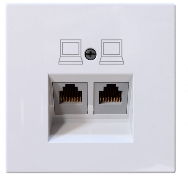 

Розетка Ethernet RJ-45 двойная (белый глянцевый) Jasmart FD FD6106W, FD FD6106W