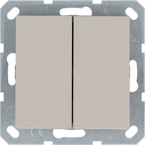 

Выключатель двухклавишный (тауп soft touch) Jasmart G-Classic G3020T, Серо-коричневый, G-Classic G3020T