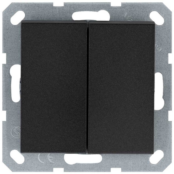 

Выключатель двухклавишный проходной (антрацит) Jasmart G-Classic G3022B, G-Classic G3022B