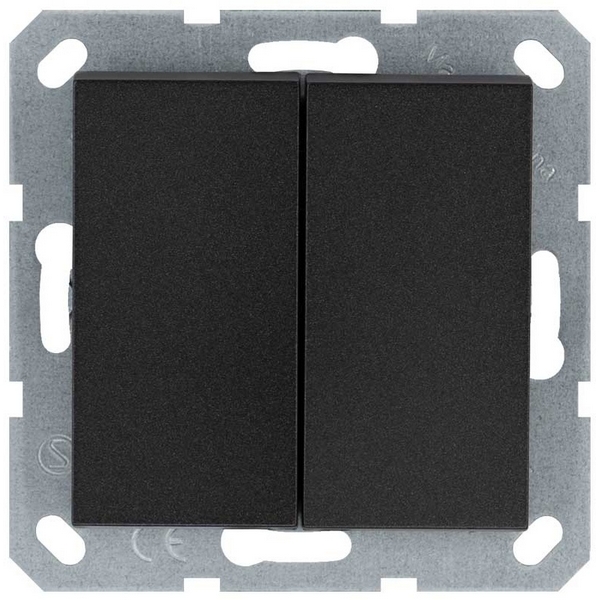 Изображение товара Выключатель двухклавишный (антрацит) Jasmart G-Classic G3023B