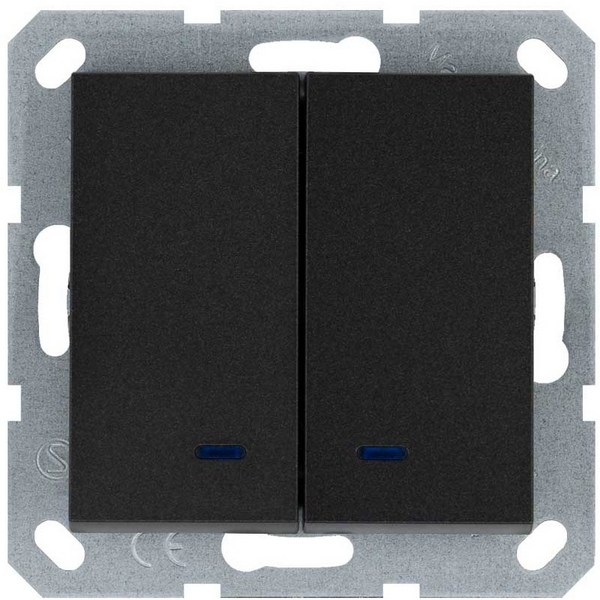 

Выключатель двухклавишный с подсветкой (антрацит) Jasmart G-Classic G3023NB, G-Classic G3023NB