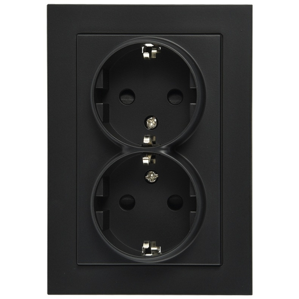 Изображение товара Розетка двойная Jasmart G5504PB Шторки Черный матовый