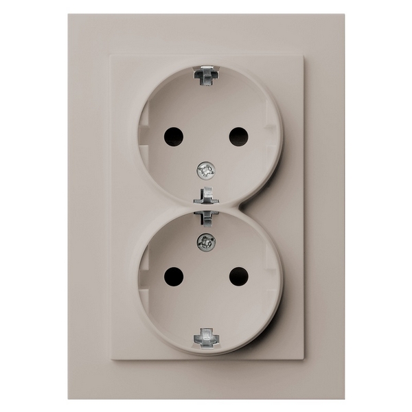 Изображение товара Розетка Jasmart G-Classic G5504T с шторками, 2 поля, серо-коричневый