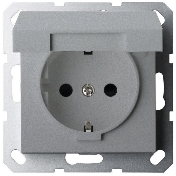 Изображение товара Розетка двойная с защитной крышкой и шторками (алюминий) Jasmart G-Classic G5505S