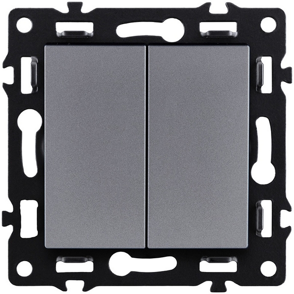 

Выключатель 2-клавишный проходной 10А/250В серый Kollinger Asthetik AS-005GY, Asthetik AS-005GY