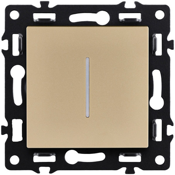 

Выключатель кнопочный 1-клавишный 10А/250В с LED подсветкой, золотой Kollinger Asthetik AS-012GD, Золото, Asthetik AS-012GD