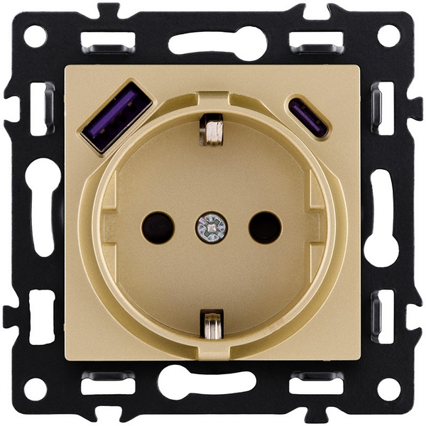 Изображение товара Розетка со встроенными USB портами Kollinger Asthetik AS-016GD Золото 16A