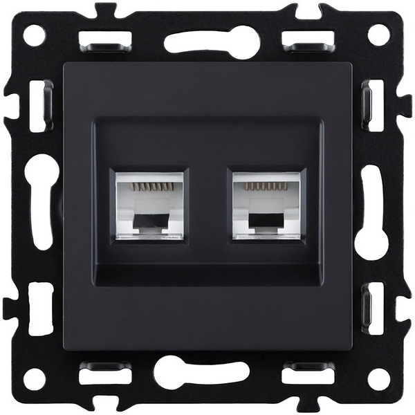 Изображение товара Розетка двойная Ethernet RJ45 черный Kollinger Asthetik AS-018BK