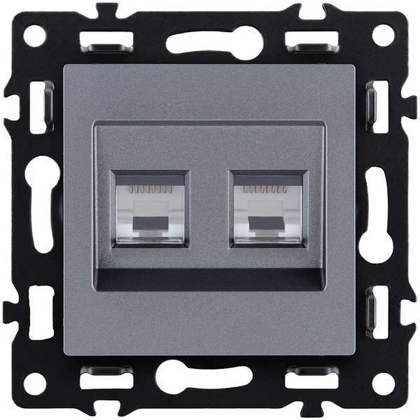 

Розетка двойная Ethernet RJ45 серый Kollinger Asthetik AS-018GY, Asthetik AS-018GY