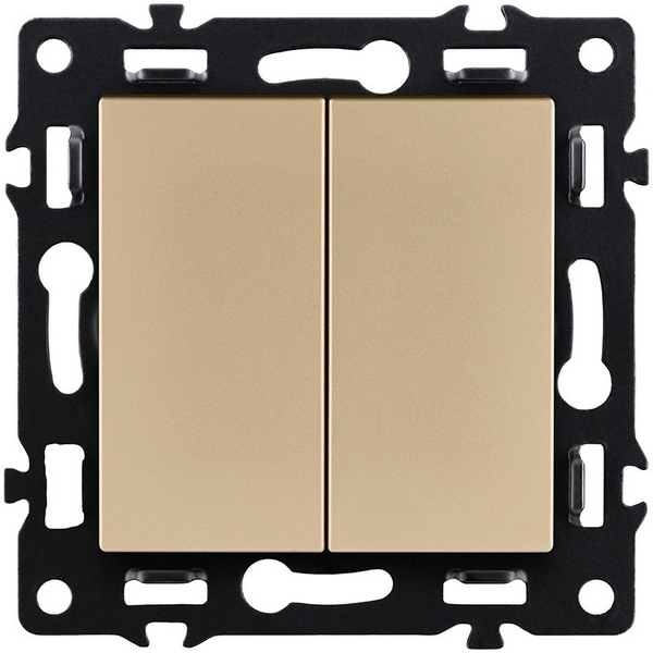 

Выключатель кнопочный 2-клавишный 10А/250В золотой Kollinger Asthetik AS-025GD, Золото, Asthetik AS-025GD