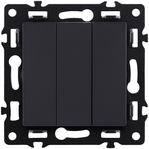 Изображение товара Выключатель трехклавишный (черный) Kollinger Asthetik AS-710BK