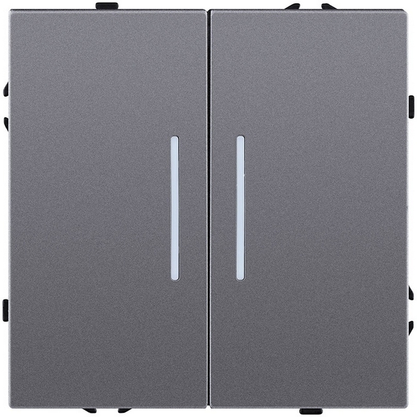 

Выключатель 2-клавишный проходной 10А/250В с LED подсветкой, серый Kollinger Eclipse EC-011GY, Eclipse EC-011GY