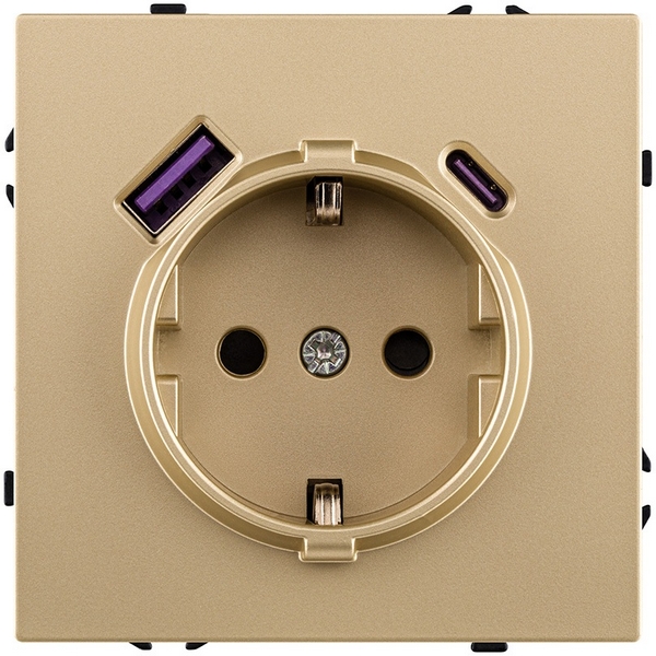 

Розетка штепсельная SCHUKO 16A/250 В с USB A+C 20W, золотой Kollinger Eclipse EC-016GD, Золото, Eclipse EC-016GD