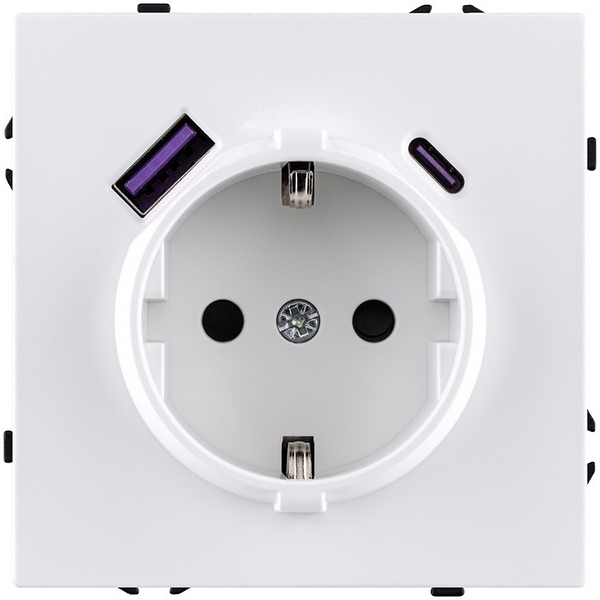 Изображение товара Розетка SCHUKO с USB A+C 20W Kollinger Eclipse EC-016WH белая матовая
