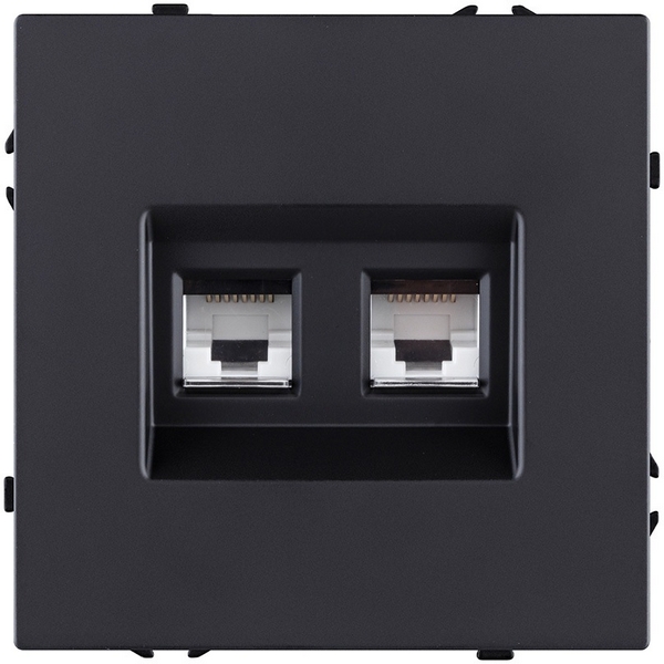 Изображение товара Розетка Ethernet RJ45 двойная Kollinger Eclipse EC-018BK черный матовый