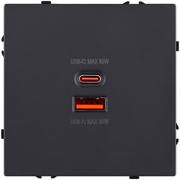 

Розетка USB A+C 65W черный матовый Kollinger Eclipse EC-024BK, Eclipse EC-024BK