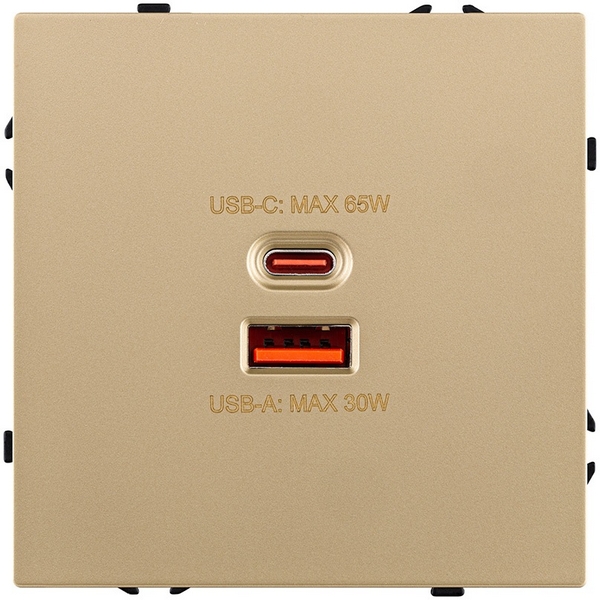Изображение товара Розетка USB A+C 65W Kollinger Eclipse EC-024GD золотая встраиваемая от Австрийского производителя