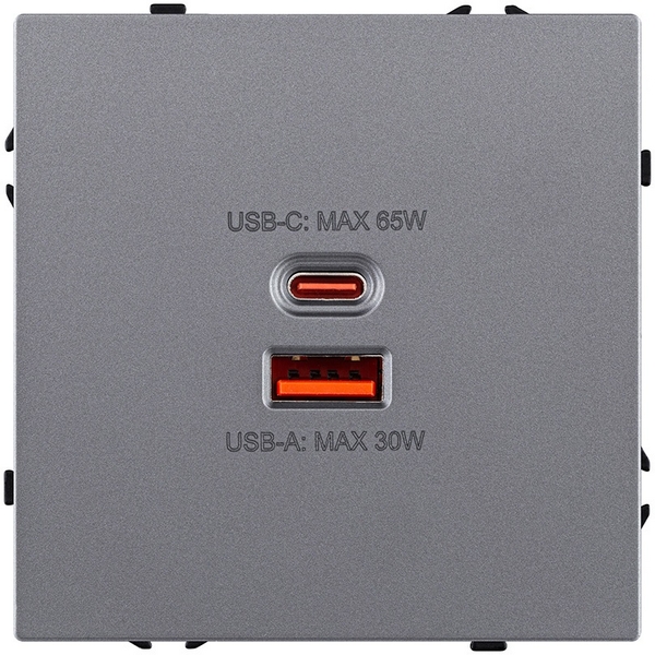 

Розетка USB A+C 65W серый Kollinger Eclipse EC-024GY, Eclipse EC-024GY