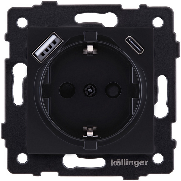 

Розетка штепсельная SCHUKO 16A/250 В с USB A+C 20W, черный матовый Kollinger REA-004BM для Aspekt, Eleganz, Reflex, Aspekt REA-004BM